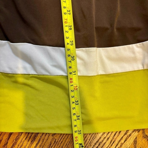 Banana Republic Dress Small Stretch Brown White Avocado Green Sleeveless Boho - Picture 13 of 14